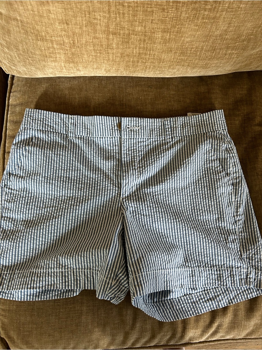 Old Navy Women’s Stripe Everyday Shorts - Blue and White mid rise size 8